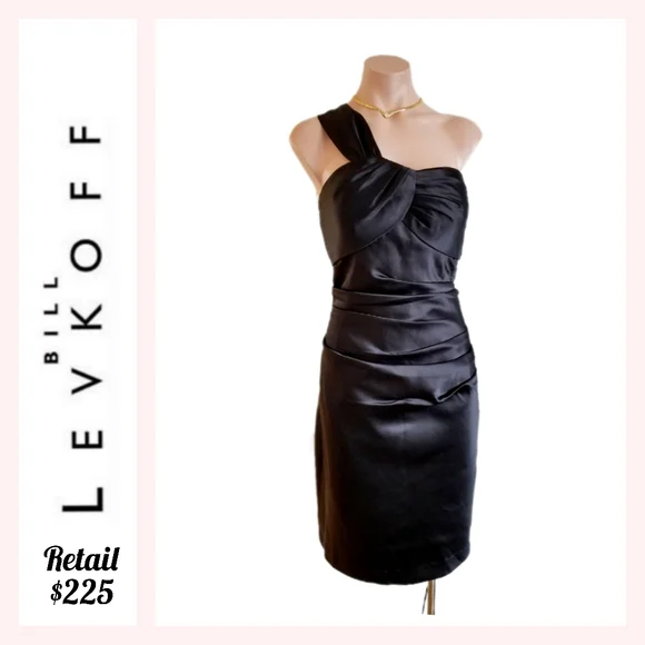 Bill Levkoff formal satin dress black size 10 - Picture 13 of 14